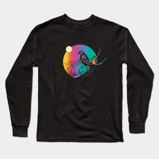 mountain moon wild birds Long Sleeve T-Shirt